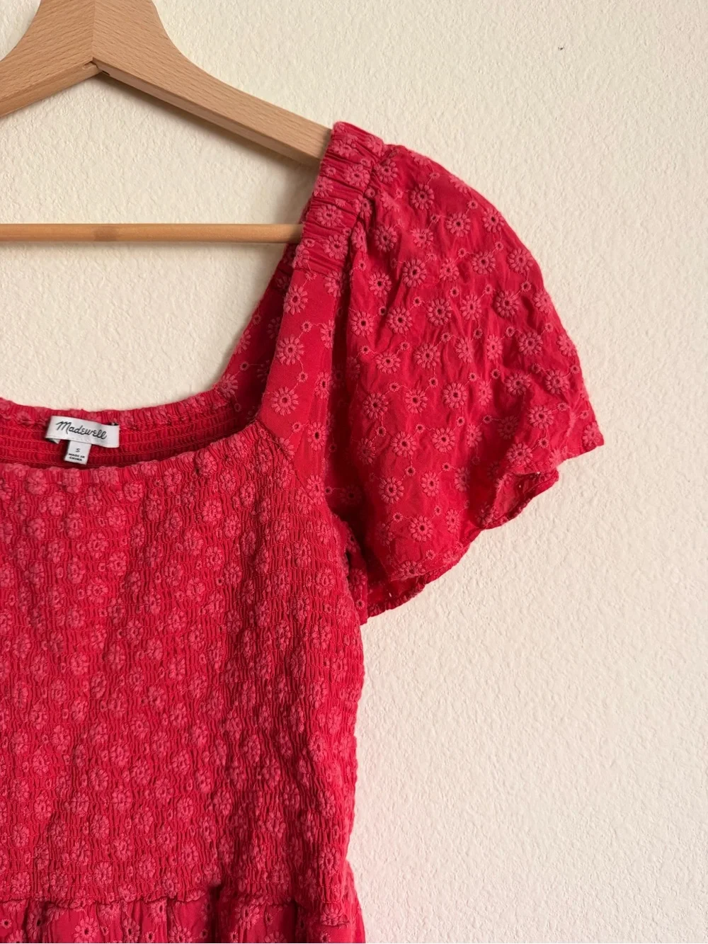 SOLD - Madewell Eyelet Lucie Smocked Mini Dress - Picture 4 of 6
